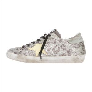 Golden Goose Size 6 sneakers leopard print silver